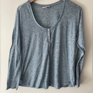 Victoria's Secret 'The Dreamer' Henley Heather Blue‎ Long Sleeve Lounge Top
